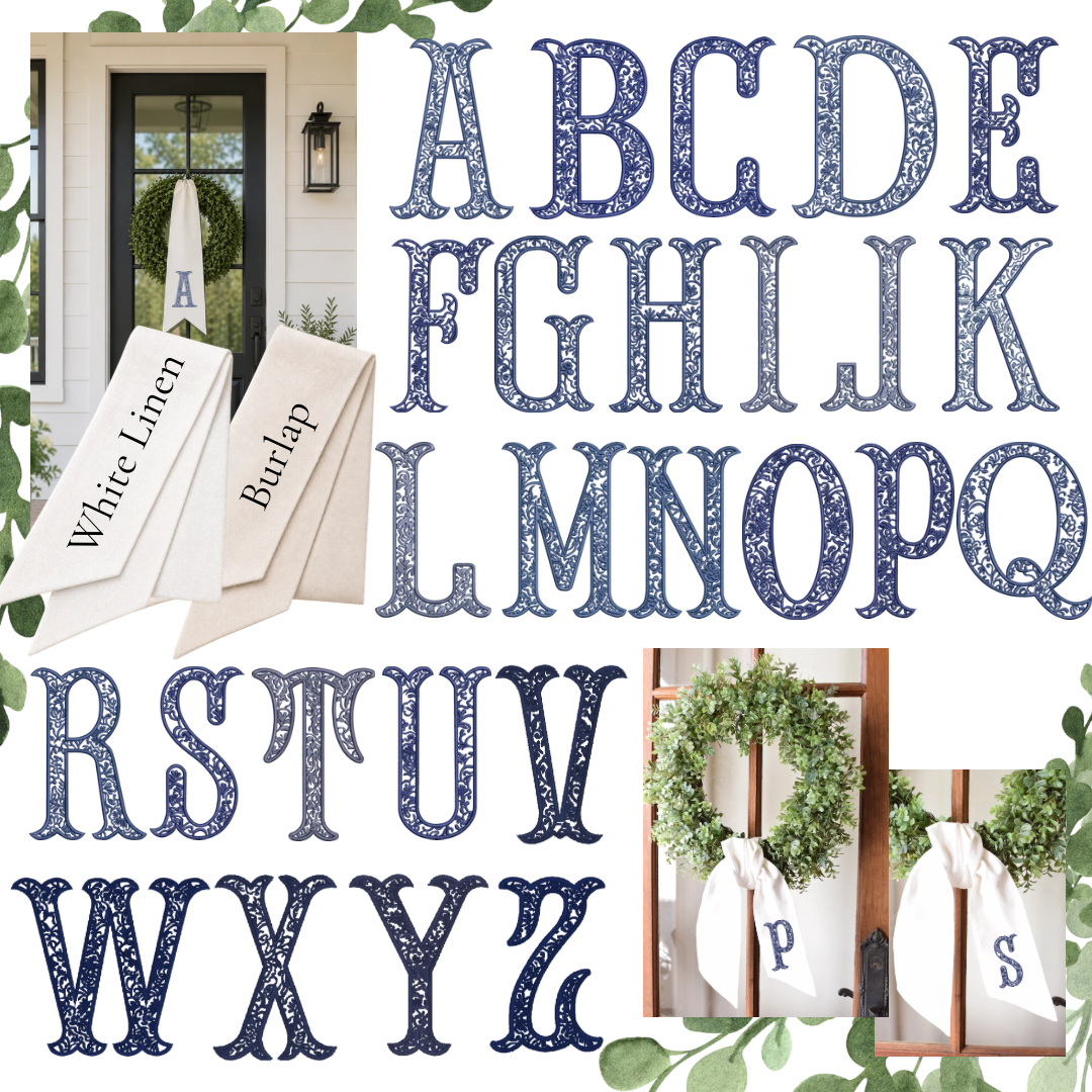 Custom Embroidered Wreath Sash | Personalized Front Door Decor | Monogram Wreath Sash | Housewarming Gift